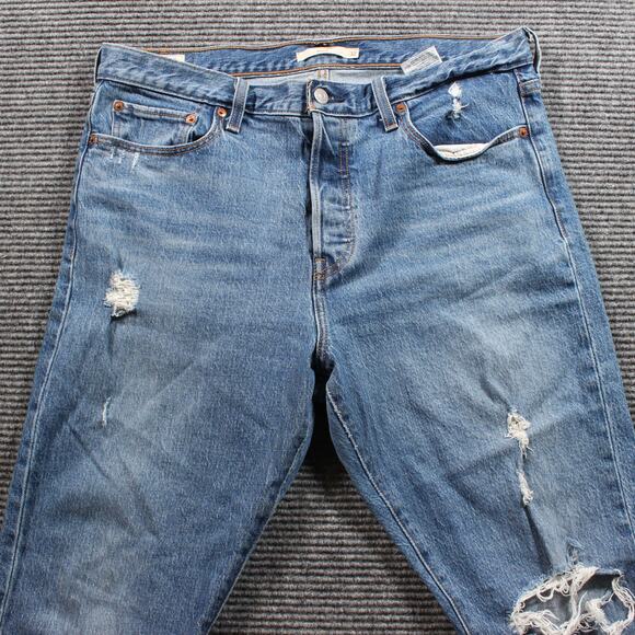 Levi's 501 Wedgie Jeans Women's 32x28 Blue High Rise Distressed - Picture 4 of 10